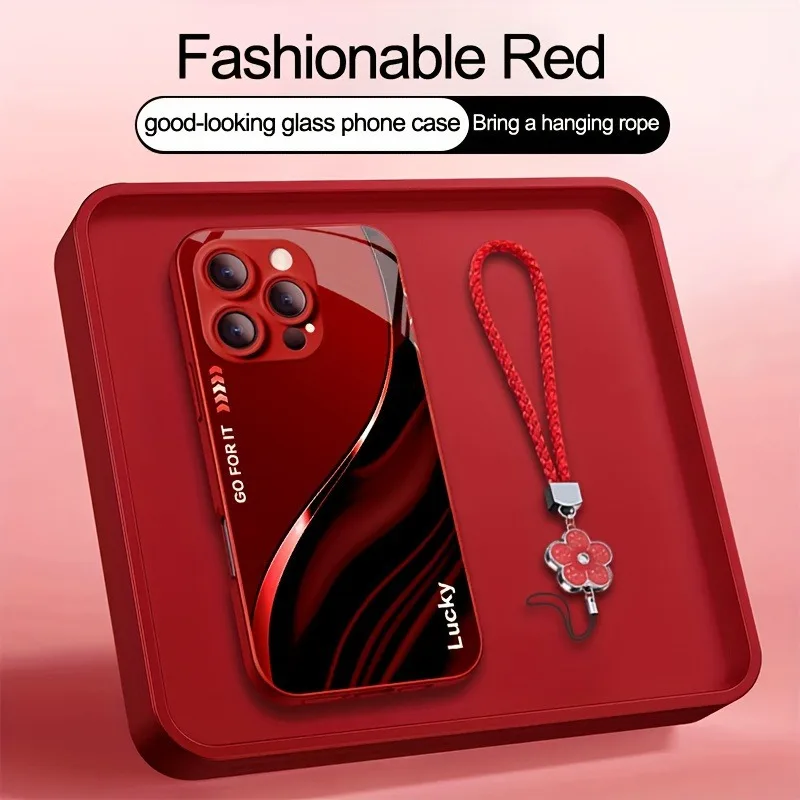 

Simple Texture Curved Bracelet Gradient Phone Case For Iphone11 PRO MAX 15 14 13 12 16 Pro 16E XS XR Tempered Glass Back Cover