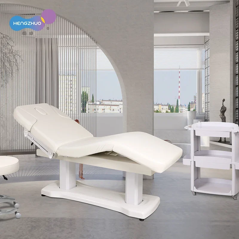 Electric Minimalist Style Beauty Massage Table Height Adjustable Cosmetic Curved Lash Bed with Memory Function for Salon