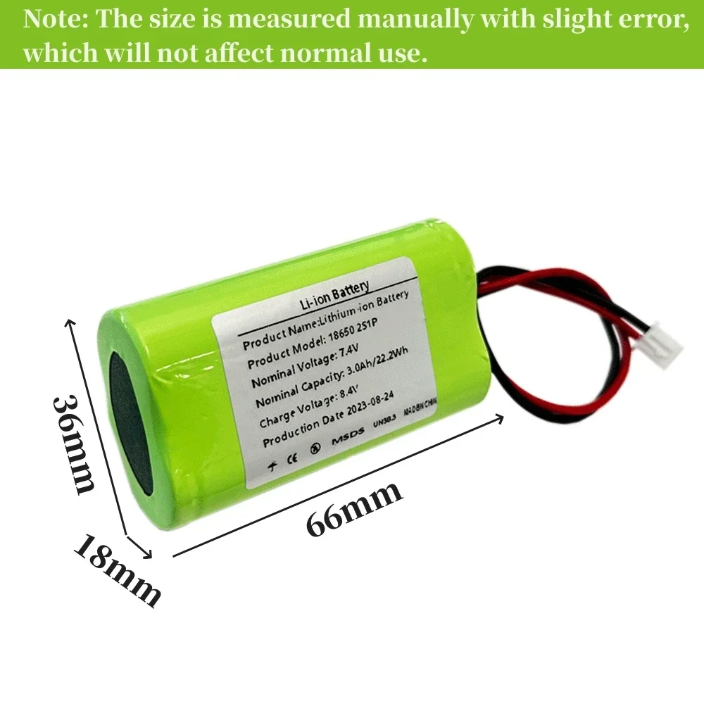 7.4V 3000mah 2s1p 18650 Rechargeable Lithium Battery FOR Amplifier Power toy Accessories LED Lights Security Equipment