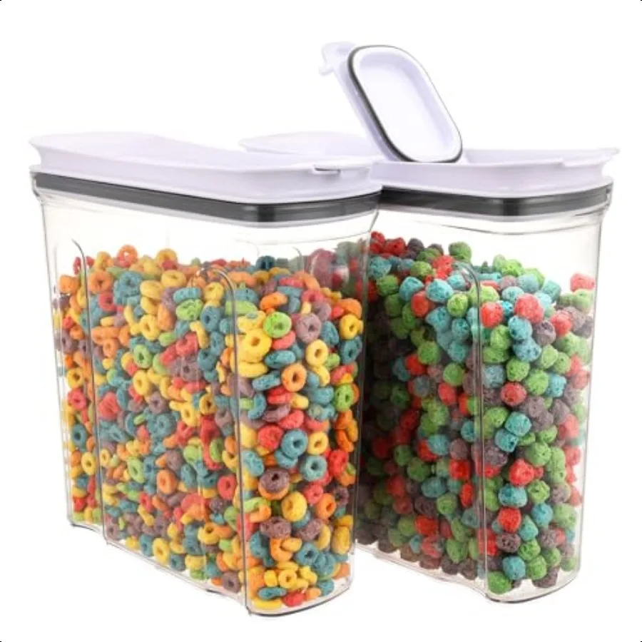 

FreshKeeper Cereal Containers Storage Set Airtight Food Storage Container with Lid 4L 135.2oz 2PCS BPAFREE Plastic Pantry Organ