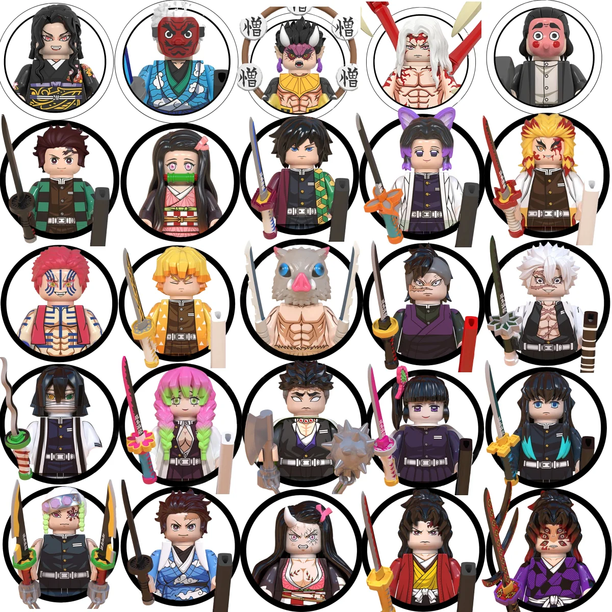 WM6116 WM6137 WM6138 WM6162 WM6163 Demon Slayer Blade Building Blocks Mini Action Figure Accessories Halloween Christmas Gifts