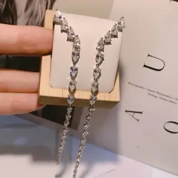 Bilincolor Fashion Cubic Zirconia Simple Long Tassel Earring for Women