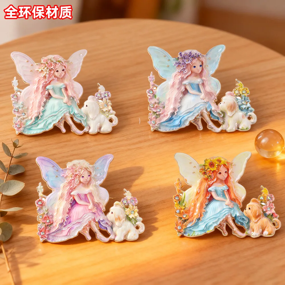 

New Dreamy Flower Fairy and Cute Dog Brooches – Adorable cartoon-style pin badges and decorative accessories for girls.