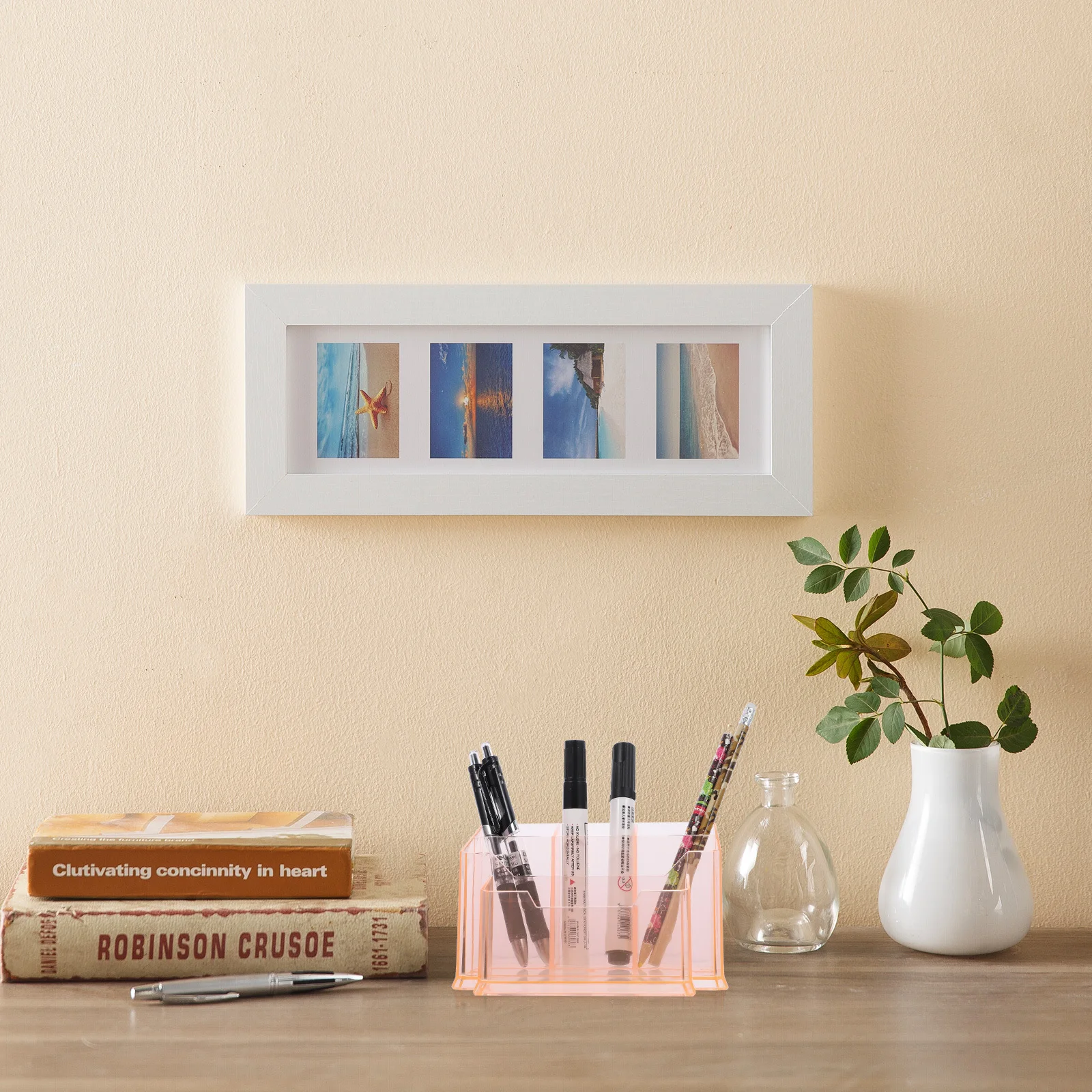 Creative Acrylic Multi-Grids Pen Holder Cup Transparent Large Capacity Desktop Stationery Organizer Pencil Ruler Makeup Brush