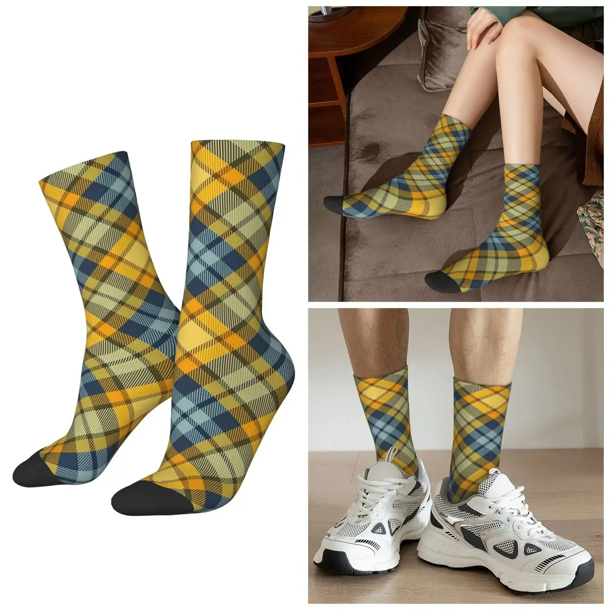 

All Seasons Plaid Print Socks Harajuku Crew Socks Casual Stockings for Men Women Christmas Gifts