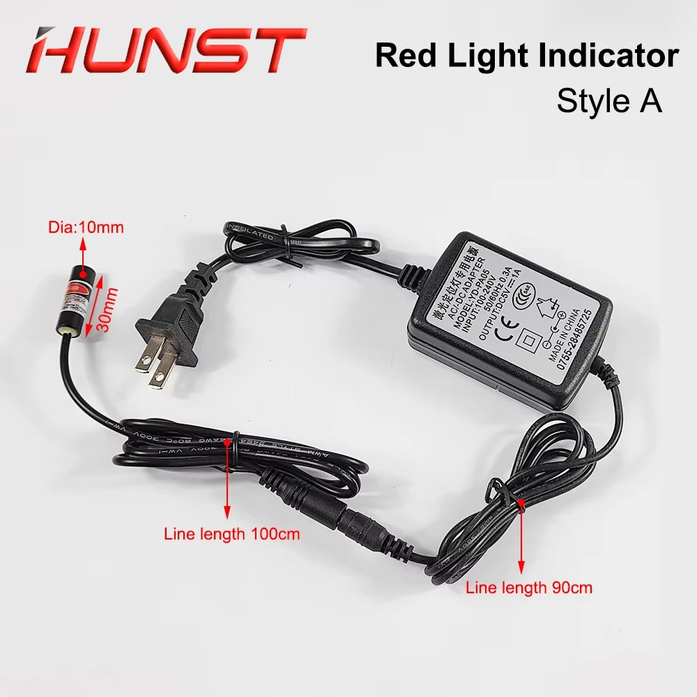 HUNST Red Dotted Beam Light 650nm 5V 10mW Infrared Adjustable Laser Module Locator &Adapter for Fiber Marking or Cutting Machine
