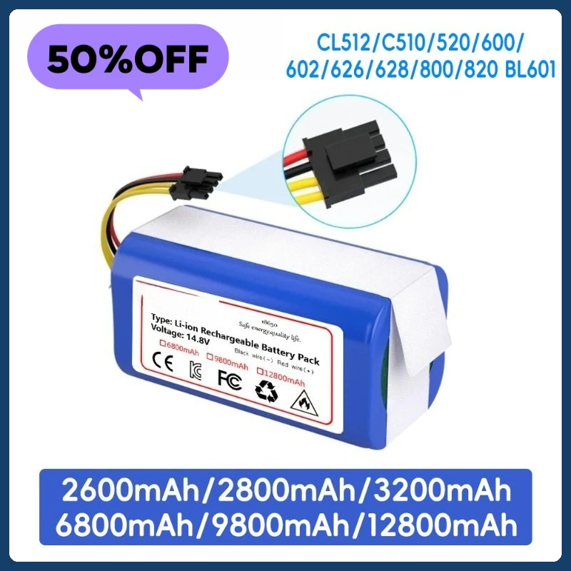 

18650 Lithium-ion Battery, 14.8v 2800mah for Kedy Sweeping Robot CL512 820BL601
