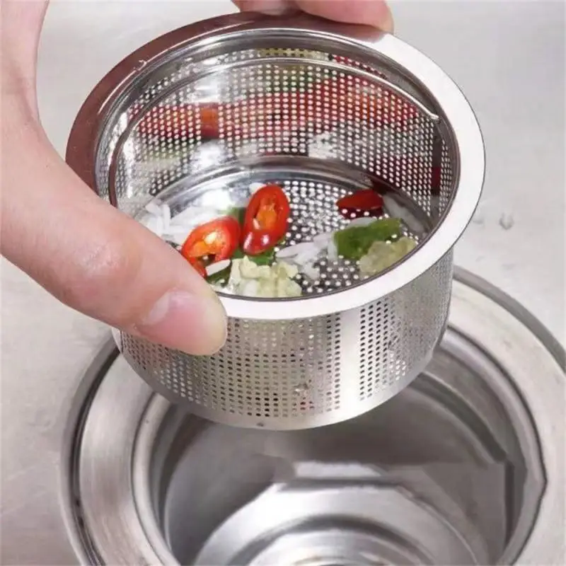 Stainless Steel Kitchen Sink Strainer Plug Close Hole Basin Sink Drain Filter Basket With Handle Drain Kitchen Accessories