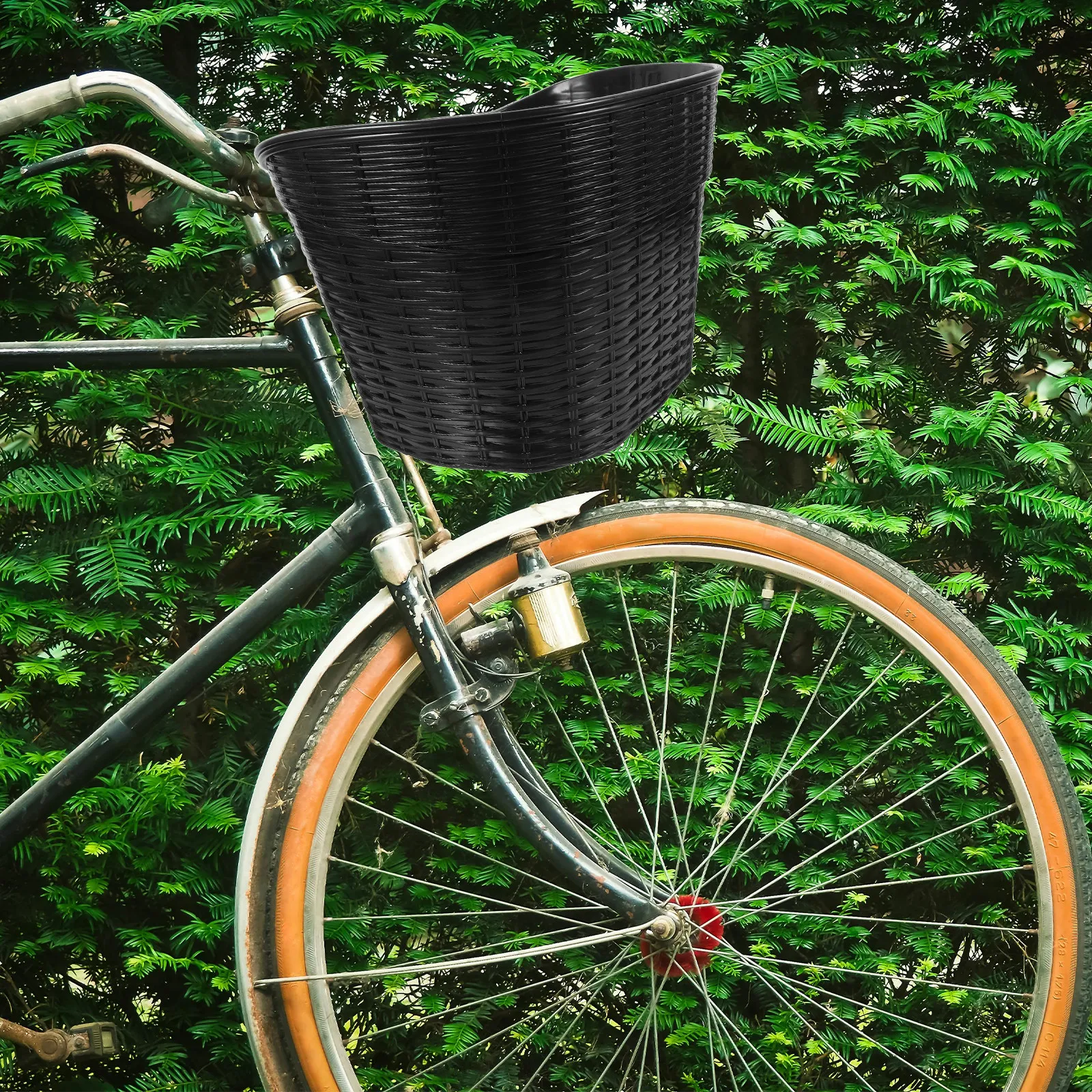 

1Set Easy Install Front Bicycle Basket with Mounting Hardware Imitation Rattan for Women Men Electric Scooter Handlebar