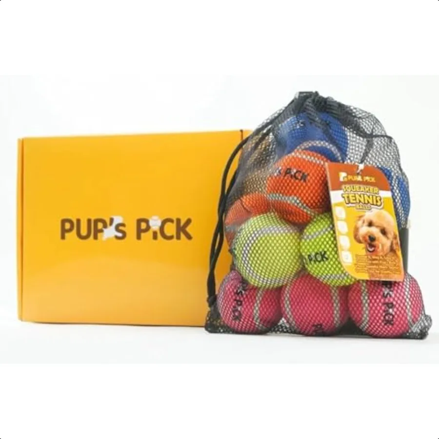 

Писклявые теннисные мячи 2.5 Веселые мячи для собак для Fetch 12 упаковок ярких цветов Желтый Синий Розовый Оранжевый В комплект входит 1 многоразовая сумка для переноски