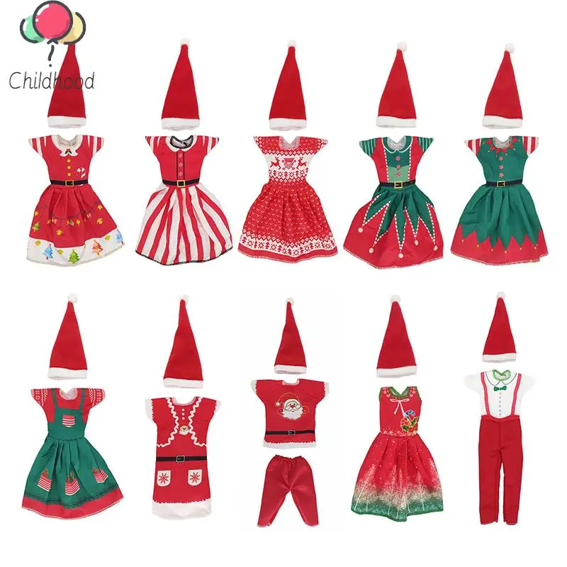 1Set Christmas Elf Doll Snowman Gingerbread Man Clothes Cook Hat Apron Baby Doll Clothes Toy Doll Accessories Kids Doll Toys