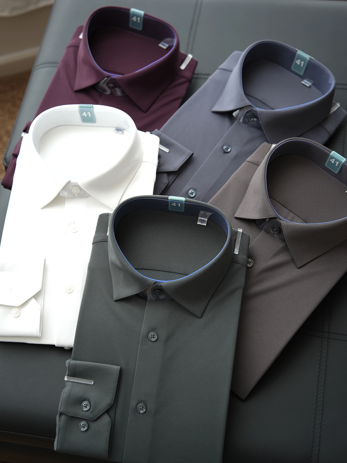 

Men's Knitted irt Four-way Stretch Camere Busin Formal Warm Top Autumn Winter Sle Stand Fit Long Sve Button up