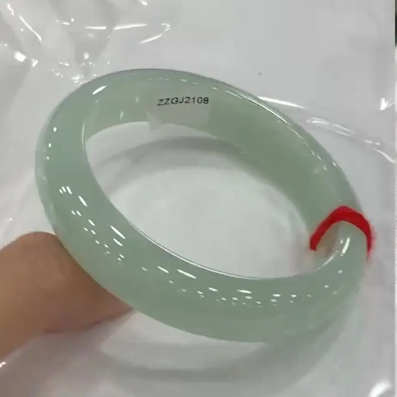 Natural Burmese Old Mine , Ice-Waxy Light Green Single-Color Jade Bracelet for Women, Jadeite Gift view 3