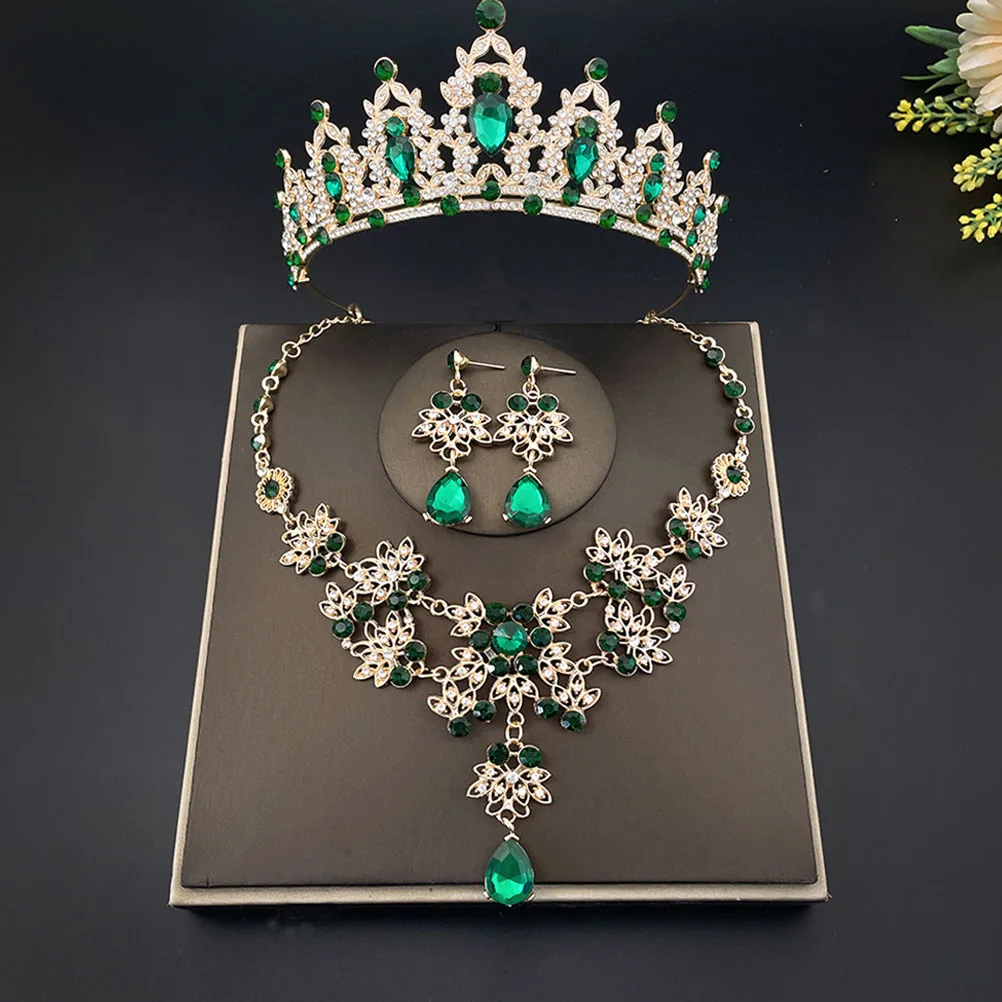 

1Set Bridal Jewelry Set Tiara Necklace Earrings Premium Quality Wedding Accessories for Bride Birthday Engagement Banquet