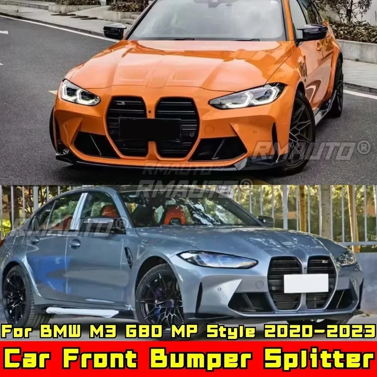Para bmw m3 g80 2020-2023 pára-choques divisor preto brilhante estilo mp amortecedor dianteiro spoiler guarda modificação parte acessórios do carro