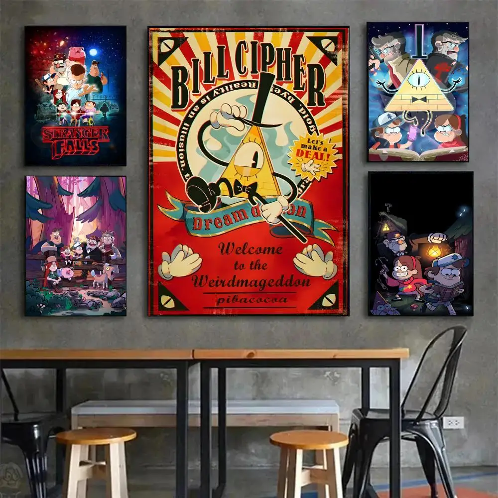 G-Gravity Falls Poster Poster Painting Wall Art Mural for Living Room Home Decor and Gifts