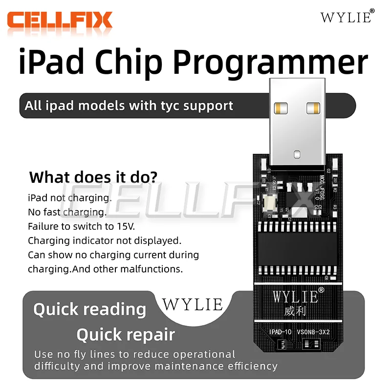 

WYLIE iPad charging chip decoding programmer, suitable for iPad no charging current, no fast charging and other fault repair