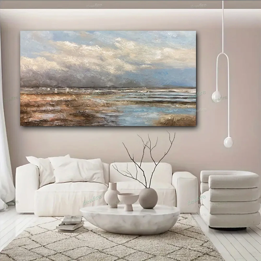 

Large Home Decor Painting 100% Hand-painted Modern Oil Paintings Abstract Golden Canvas Wall Art Picture Trim For Living Room