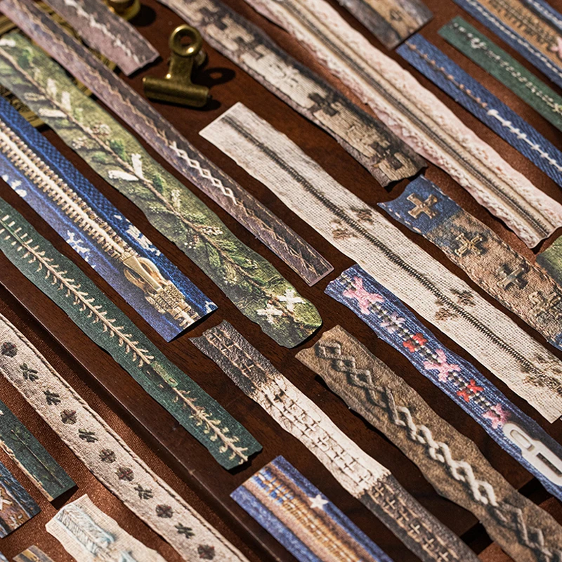 

Mr. Paper, 4 упаковки текстильных художественных наклеек-длинная диорама, декор журнала, тканевая текстура, материал для коллажа, креативные канцелярские принадлежности