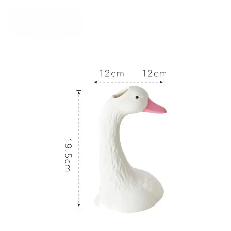 Hot Sell Nordic Instagram Swan White Ceramic Vase Decoration Creative Pink Goose Simple Modern Soft Decoration