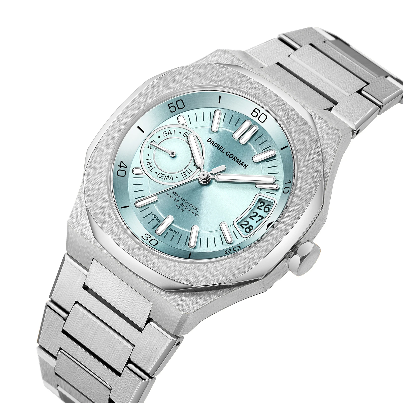 

DANIEL GORMAN Original Square Watches For Men Date Stainless Steel Man Watch Luminous Waterproof Luxury Men's Quartz Wristwatch