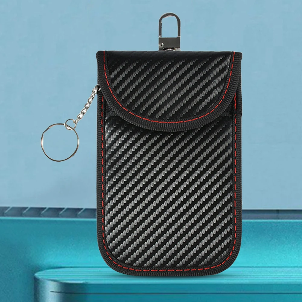 2/4Pcs Car Key Signal Blocker Case PU Leather Anti-Theft Faraday Pouch Double-Layer Car RFID Signal Blocker Key Bag Auto Parts