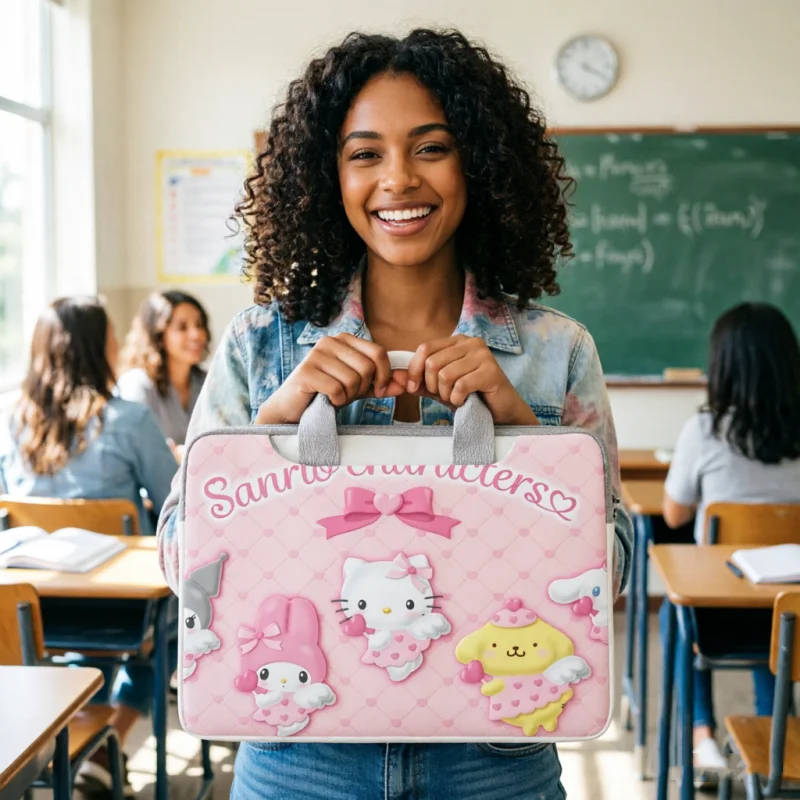 

Cute Cartoon Hello Kitty Kuromi Laptop Bag Shoulder Handbag Storage Bag Suitable for 12 13.3 14 15 16 Inch Macbook Air Pro Gift