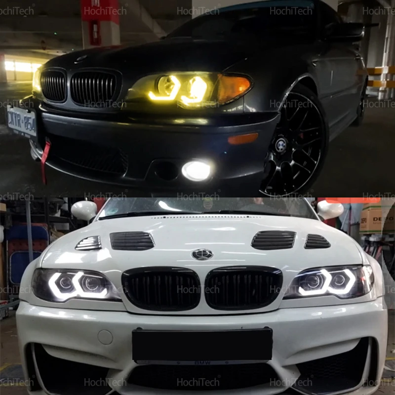 4pcs Lemon Yellow CSL Style LED Angel Eyes for BMW E46 325ci 330ci Convertible Coupe 2004 2005 2006 M4 Style Day Lights Parts view 3