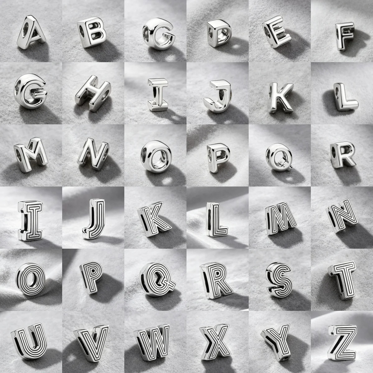 Classic Minimalist S925 Silver Gold-Plated 26 A-Z Letter Pendant Clip Beads, DIY Custom Bracelet Necklace Boutique Party Jewelry