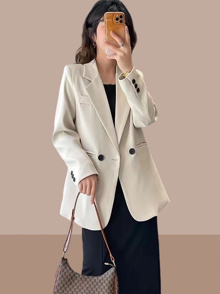 Insozkdg 2024 Spring Autumn Korean Version Loose Fashion Women's Long-sleeved Casual Temperament Suit Jacket Office Retro Jacket