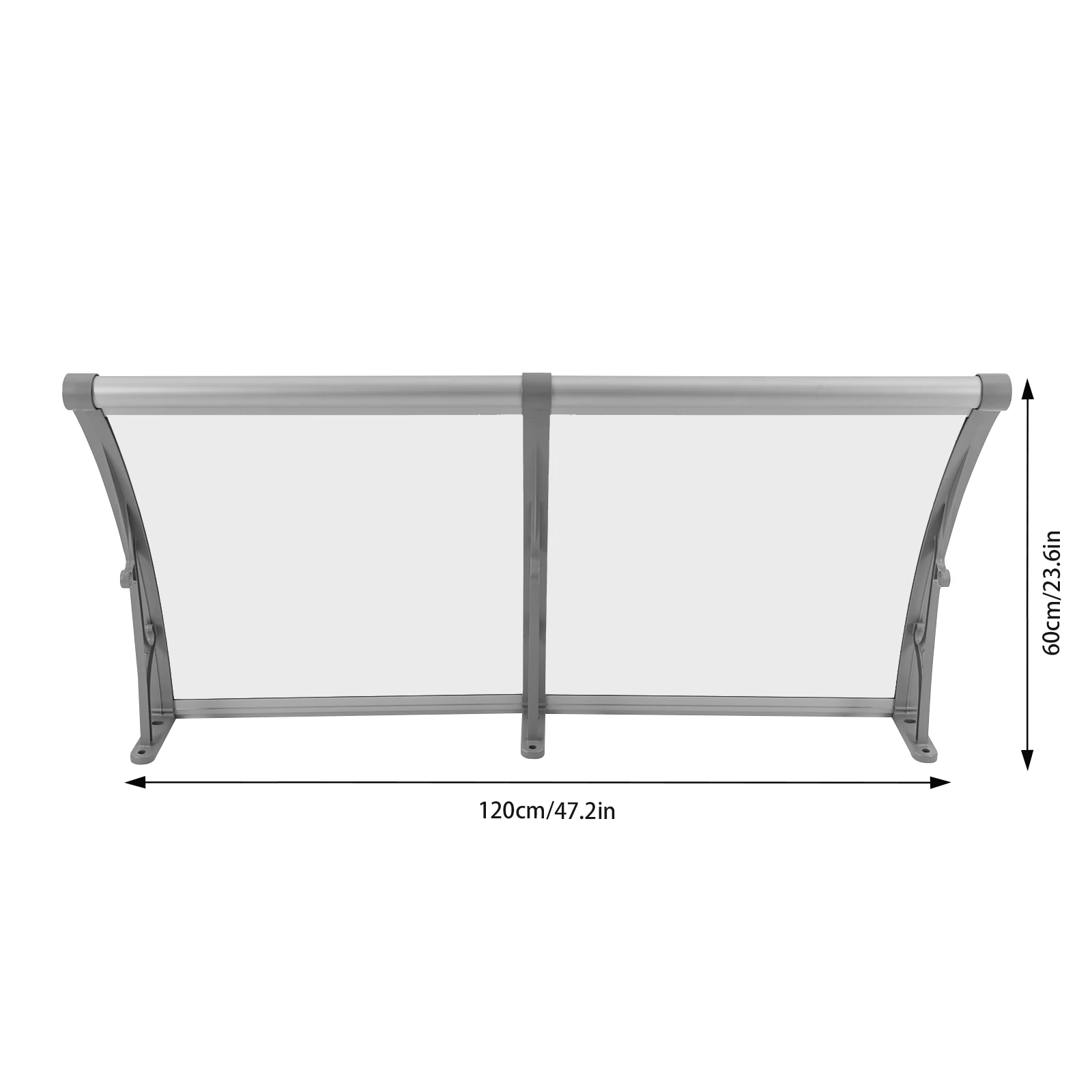 Vordach für Haustür 120 X 60 cm Transparentes Bogen-Vordach Aluminiumlegierungs-Halterung Maximallast 440,92 lbs Dach-Vordach Regenschutz – Detail 5