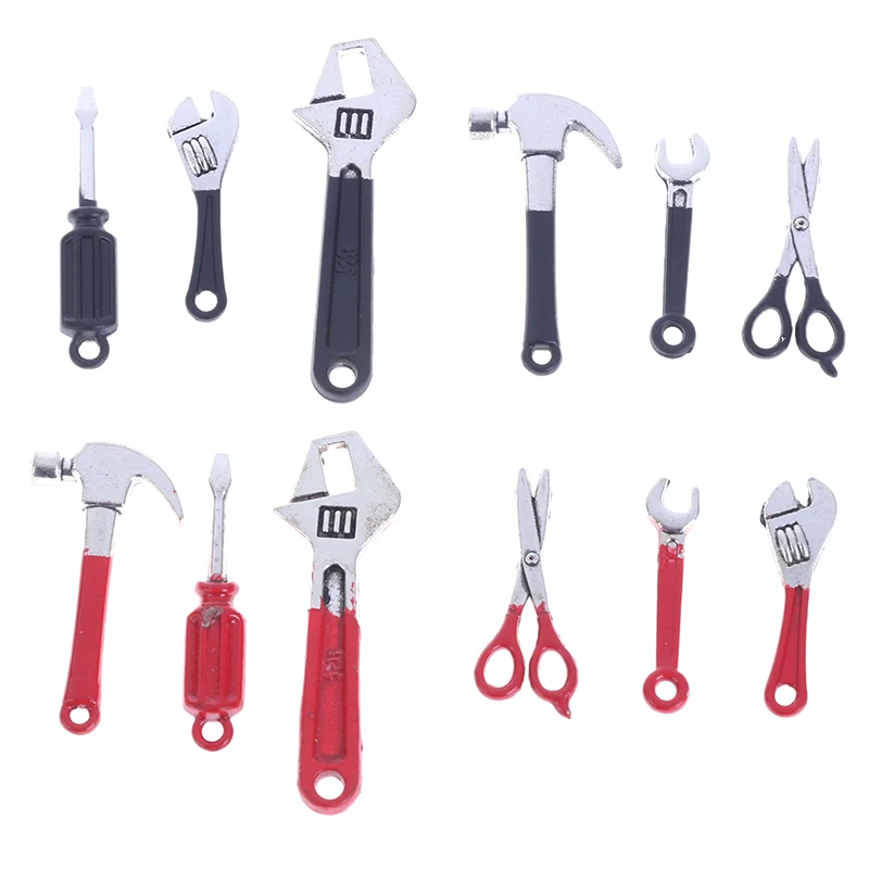 6 Pcs/Set Dollhouse Mini Repair Kits Accessories Hammer Wrench Furniture Toys