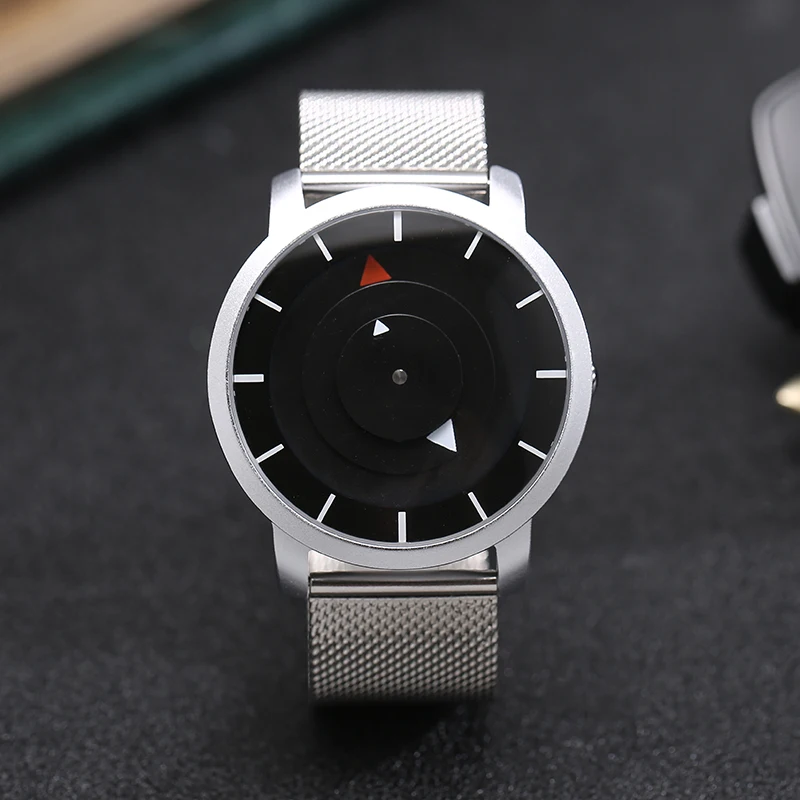 Clock Casual Unique Fashion Watch Men Women Simple Turnable Quartz Wrist Watch Classical Stainless Steel Band Watches