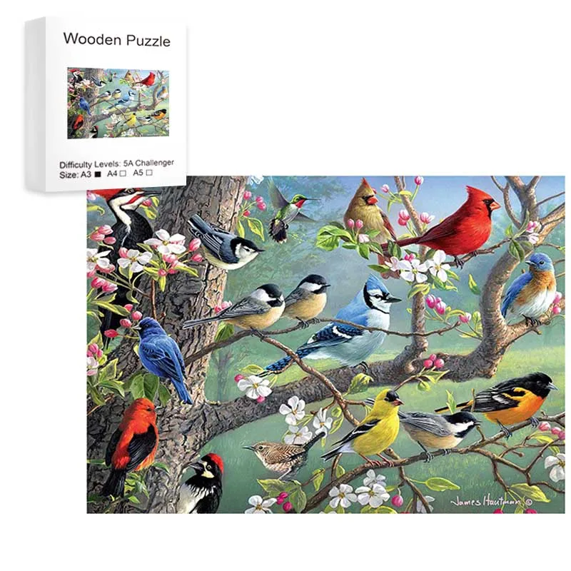 

Bird Flock Wooden Jigsaw Puzzle Art, Unique Animal Shaped Pieces, DIY Leisure Game Fun Toy Gift Suitable Family Friends