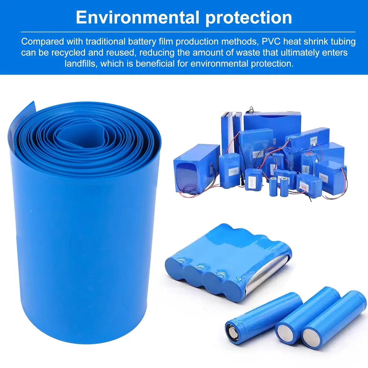 18650 Lip Battery PVC Heat Shrink Tube Pack Width 200mm Dia 127mm Insulated Film Wrap lithium Case Cable Sleeve