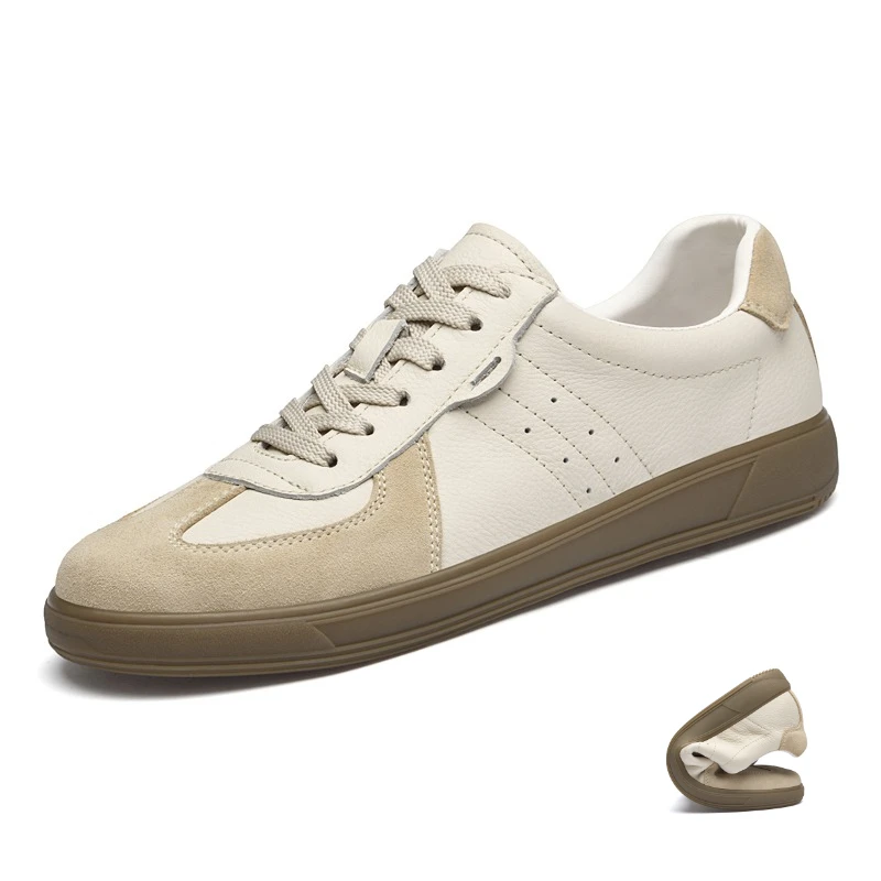 

High-quality Retro Patchwork German Training Shoes, Men's Sports Casual Shoes, Split Cowhide Lace-up Outdoor Flat Shoes