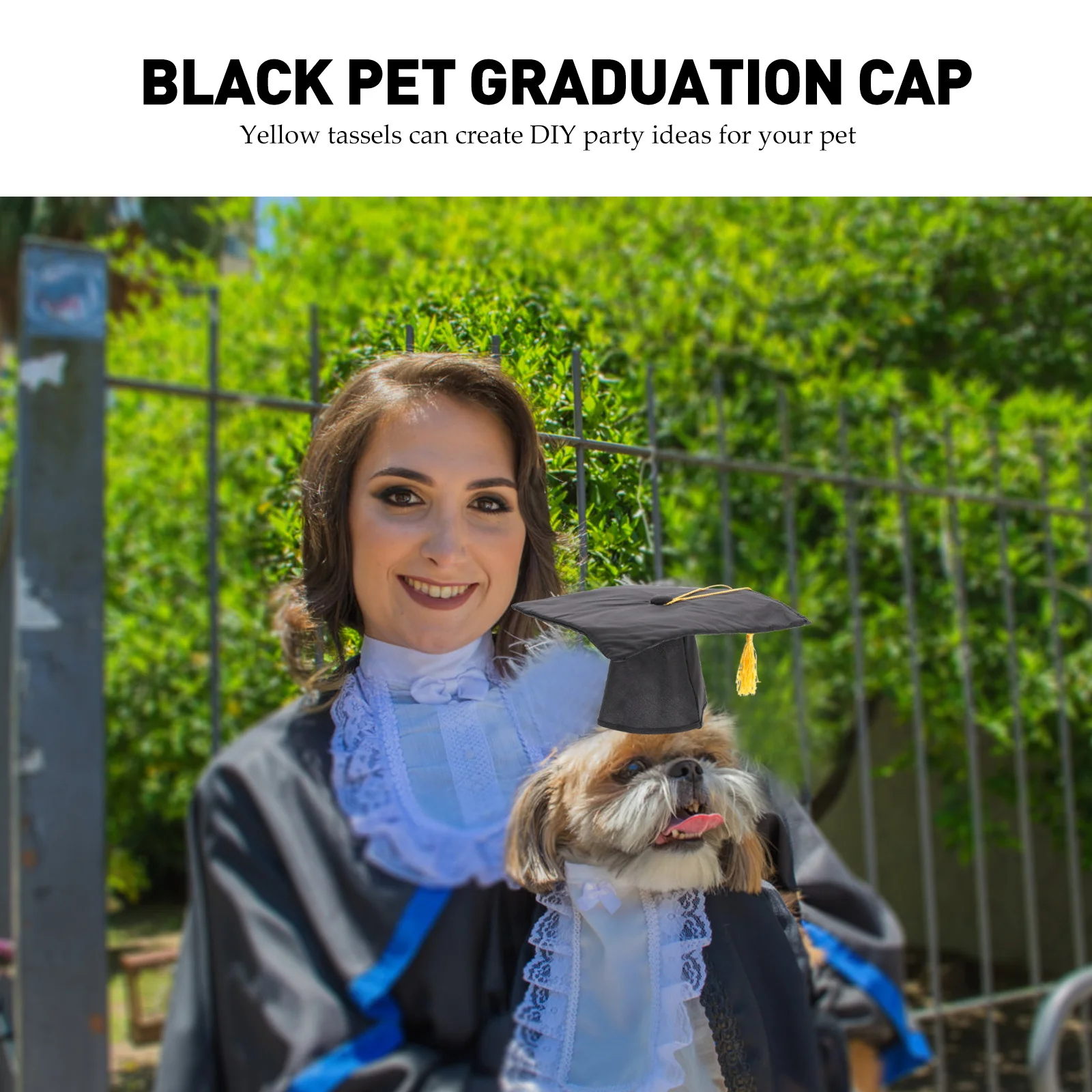 

Dog Visor Hat for Pet Party Graduate Puppy Favor Graduation Cap Black Costume Small