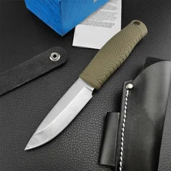 BM 200 Fixed Bushcraft Knife D2 Blade Rubber Handle Satin Finish Wilderness Survival Straight Knife, EDC Tactical Tools