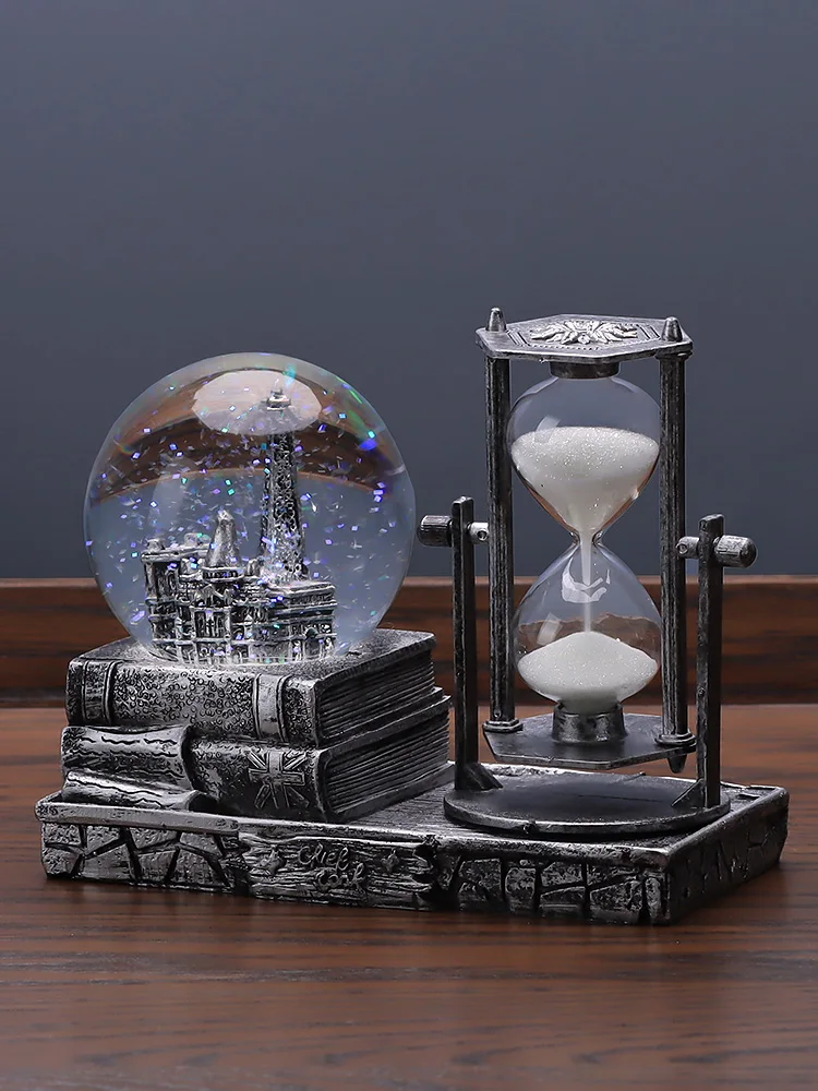 Retro Crystal Ball Hourglass Timer Creative Ornament Wine Cabinet Living Room Home Decoration Personalized Room TV Cabinet