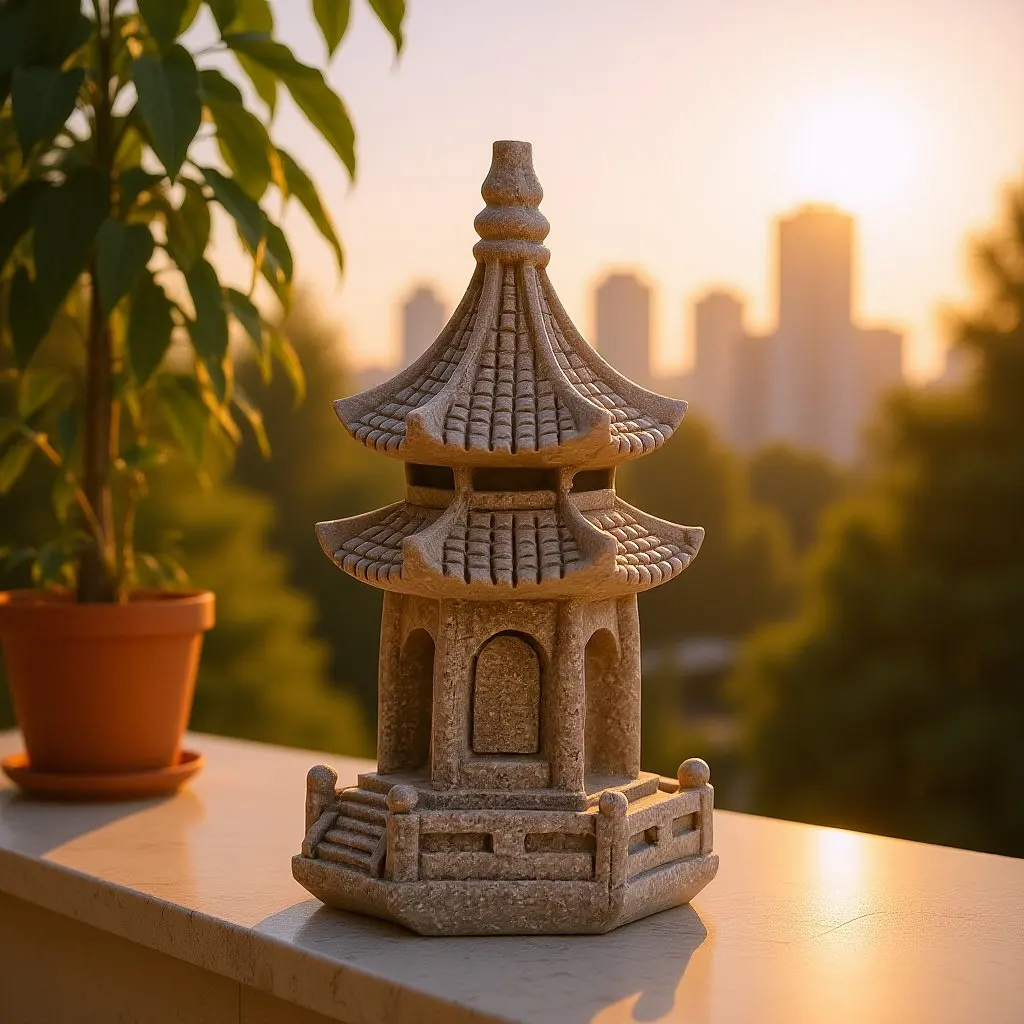 Mini Pagoda Stone Statue Realistic Garden Ornament Outdoor Zen Garden Decor Simulation Pavilion Longlasting Landscape Decoration