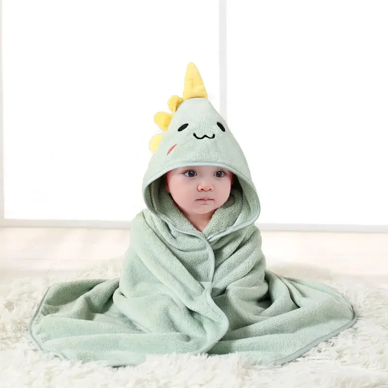 Hot Selling New Cartoon Animal Baby Bath Towel With Hood, Children\'s Soft And Fast Absorbent Coral Velvet Baby Bath Towel