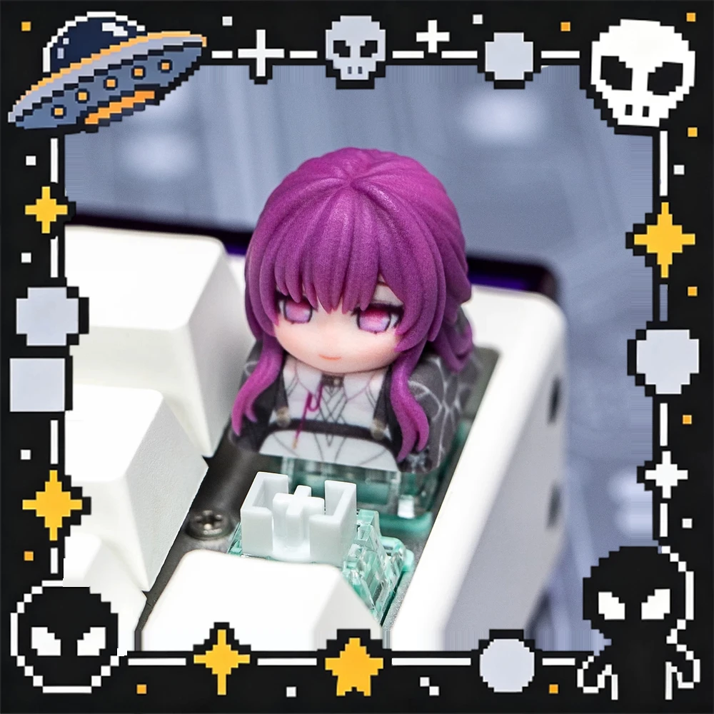 Honkai Star Rail Character Keycap Sculpted Chibi Design Cross-Stem Fit for Mechanical Keyboard Replacement and Decoration