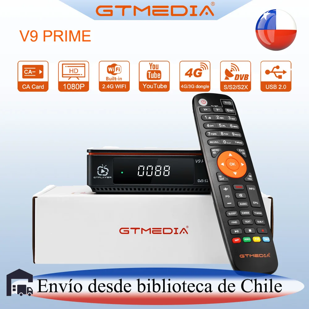 GTMedia-receptor de satélite V9 Prime, DVB-S,S2,S2X, HEVC Main10, AVS + BISS, Rollo automático, WiFi 2,4G integrado, PowerVu compatible con Mars Se