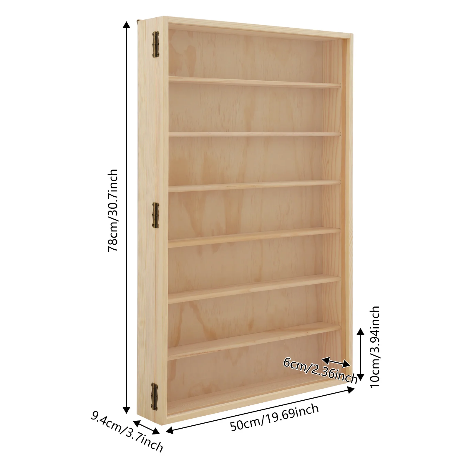 خزانة عرض خشبية مثبتة على الحائط ذات 7 طبقات مع باب أكريليك شفاف مقاوم للغبار للسيارات النموذجية وشخصيات الحركة