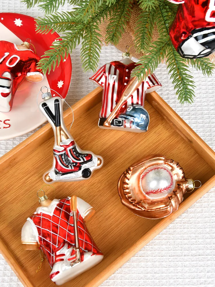 Christmas Decoration Products Sports Series Ice Hockey Football Jacket Glass Painting