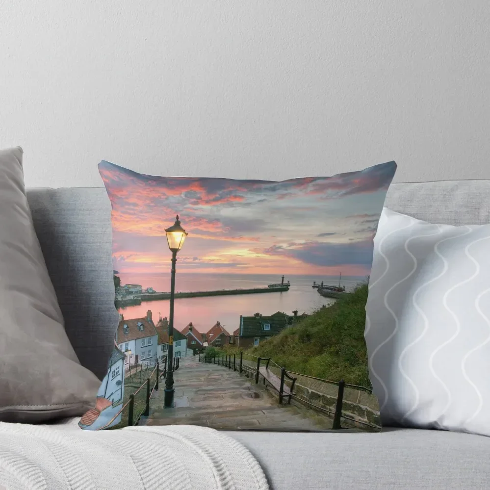 Whitby 199 Steps, Pink Glow. Throw Pillow christmas cushions covers Decorative Cover For Living Room Pillow