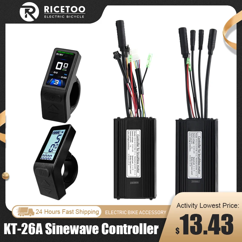 

E bike Sine Wave Controller 500W/750W Brushless Motor Controller KT-26A Match LCD4/TF04 mini Display KT communication protocol
