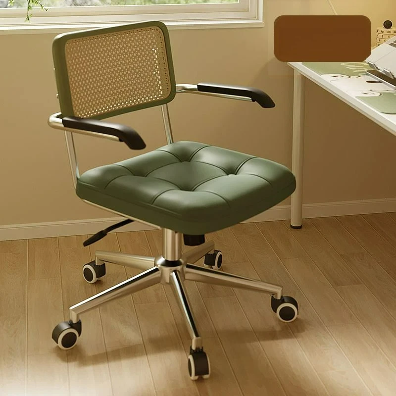 

Customizable Home Office Chair Ergonomic Armrest Desk Chair Mesh Learning Computer Armchair Retro Leather Soft Cushion Executive