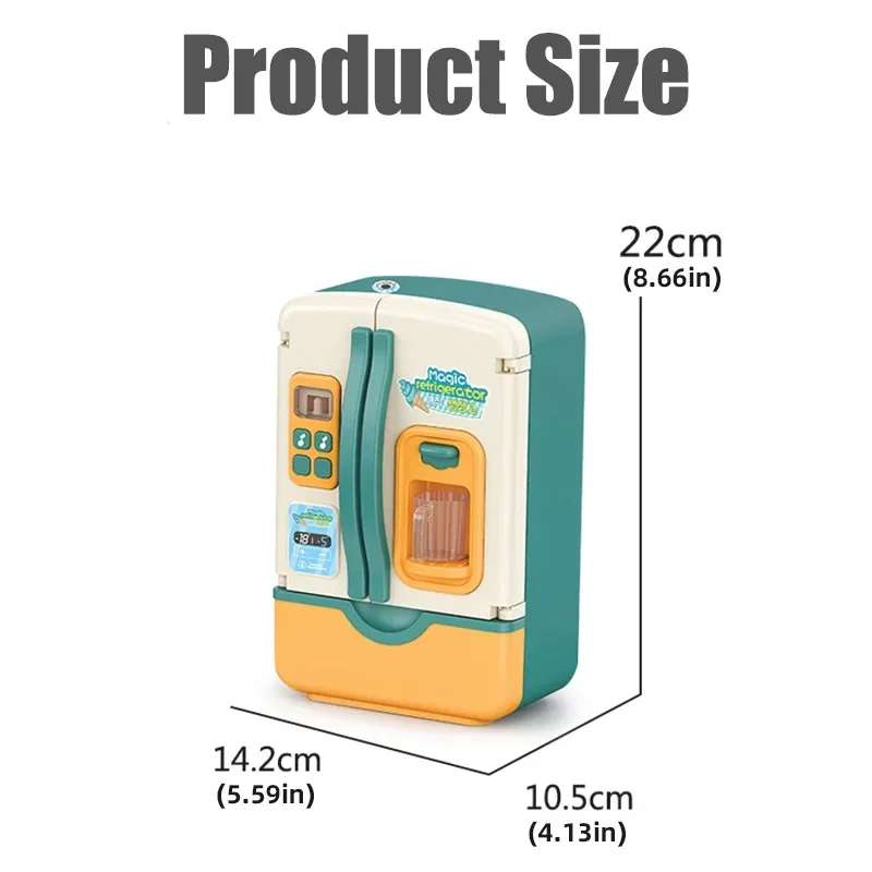 Simulation Refrigerator With Light Spray Fruits Food Ice Maker Children Play House Electric Music Kitchen Toys Set Girls Gifts