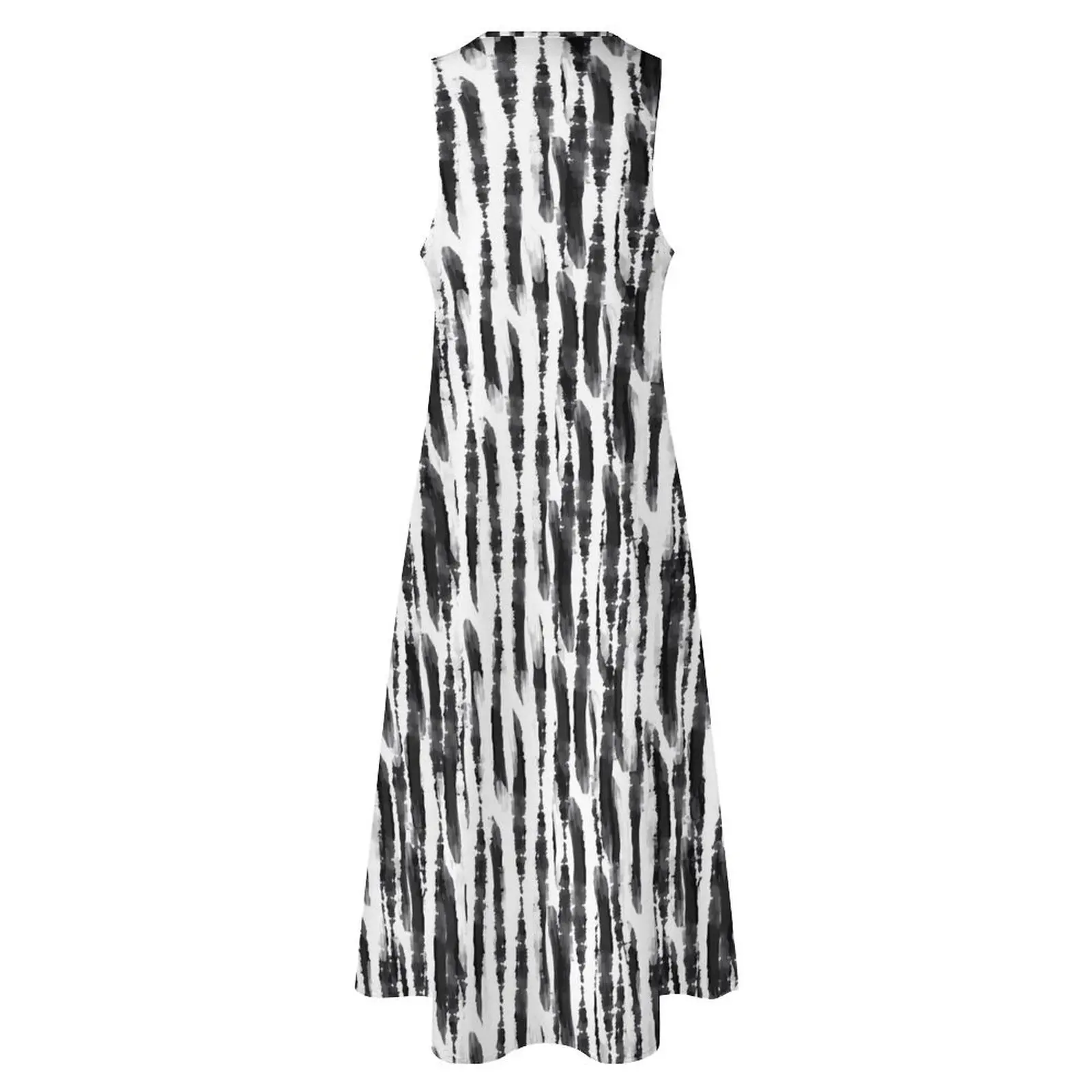 White And Black Tie Dye Dress Abstract Print Night Club Maxi Dress Street Bohemia Long Dresses Ladies V Neck Oversize Vestidos